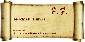 Hendrik Fanni névjegykártya